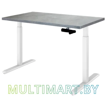 Стол для работы стоя ErgoSmart Manual Desk 1360x800x36 мм (бетон чикаго светло-серый/белый)